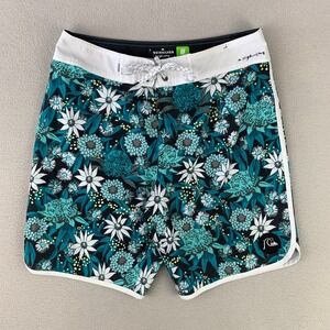 Quiksilver Highline Bush Bandit 19 Boardshorts Mens 30 Blue Floral Beach Surf